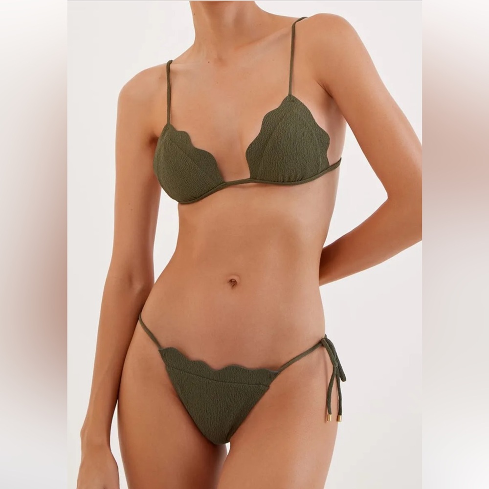 Vix Olive Scalloped Bikini Top